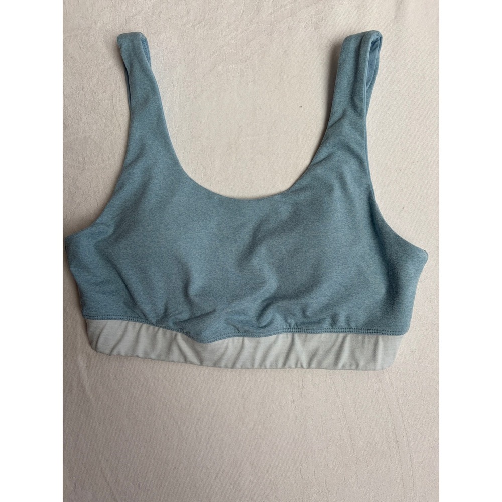 Kyodan Blue Heathered Scoop Neck Sports Bra Medium Activewear Yoga Top